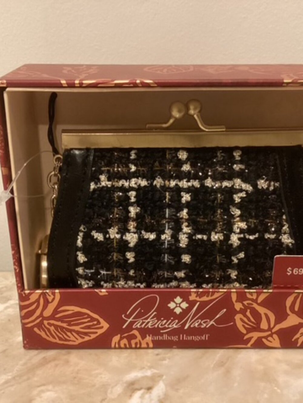 Patricia Nash Metallic Tweed Kisslock HandBag Hangoff Coin Purse NWT